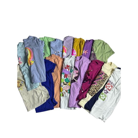 Cat & Jack Other - Girls Sz 6/7 Lot of 17 Short Sleeve Shirts Cat & Jack & More Graphic Tees